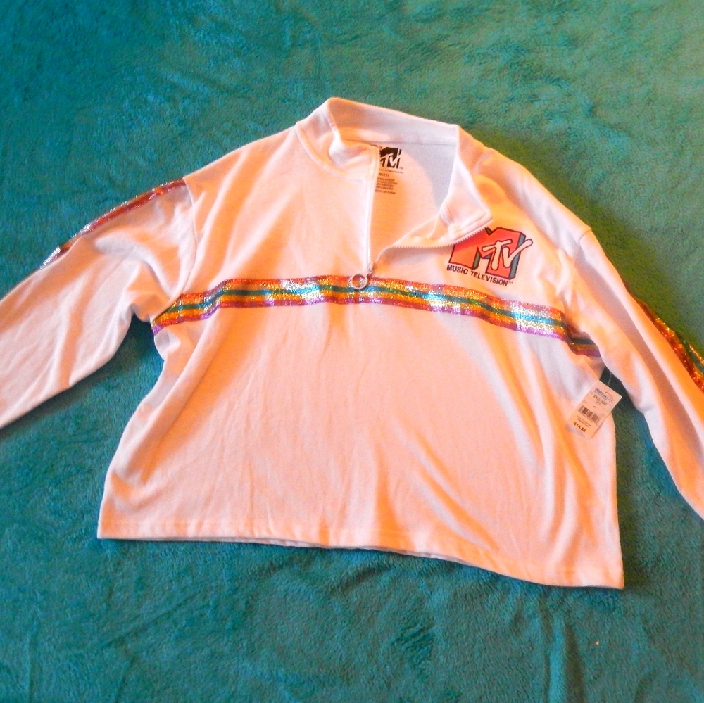 *Plus* MTV Longsleeve Top with Glitter Stripes